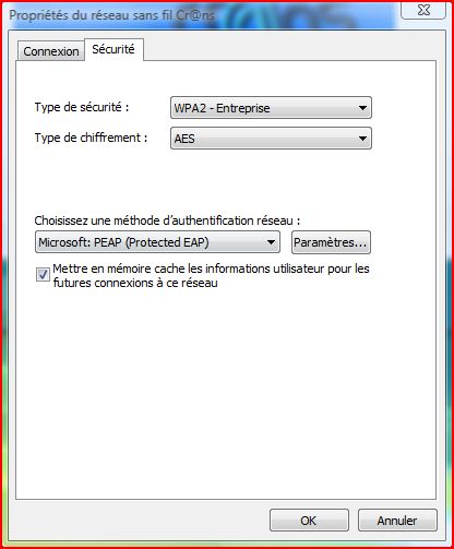 alt modification des paramètres de connexion