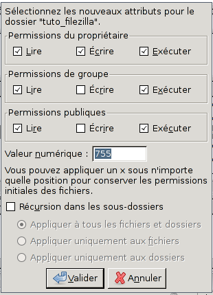 modifier les permissions